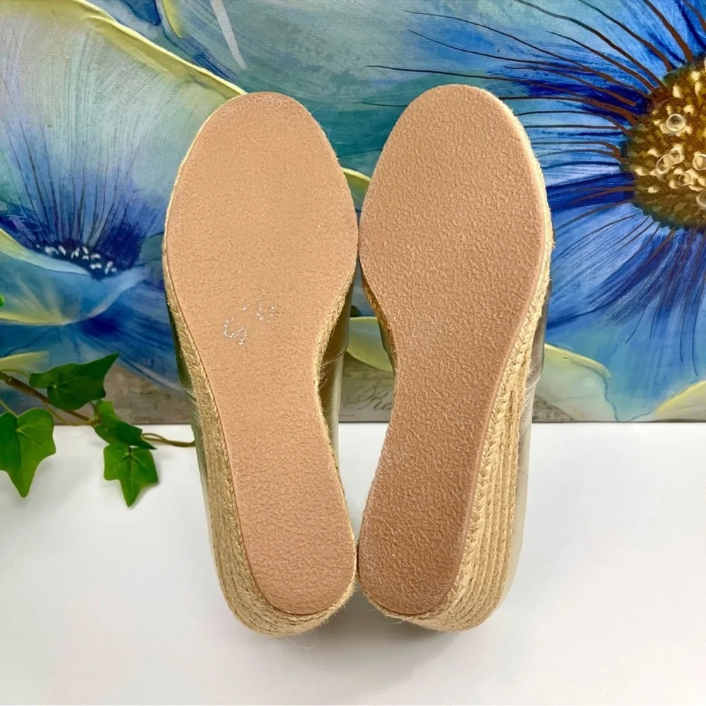 Jack‎ Rogers Palmer Crisscross Wedge Espadrille In Gold Size 8